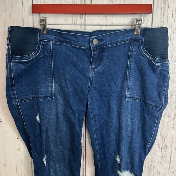Jessica Simpson Maternity Jeans Side panel Size XL Dark wash - Picture 3 of 11
